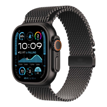 Ремешок для Apple Watch 42/44/45/46/49 Gurdini Titanium Milanese Loop Black, Чёрный
