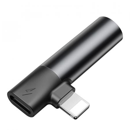 Переходник Baseus 2в1 Lightning / AUX+Lightning (CALL43-01) Черный