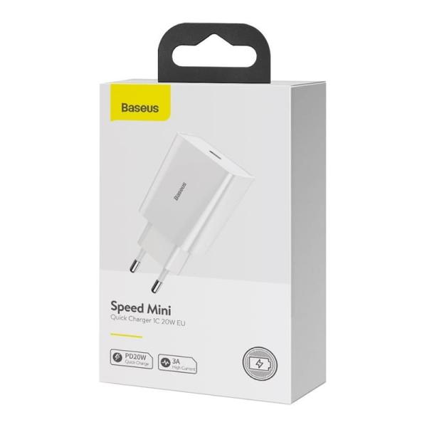Зарядное устройство Baseus Speed Mini QC Quick Charger USB Type-C 20Вт CCFS-SN02 (TC-012PD20-x) Белый