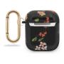 Чехол Guess с карабином для AirPods 1/2 CG Mobile TPU case with ring Marble design (GUACA2TPUBKFL04) С рисунком цветов, черный