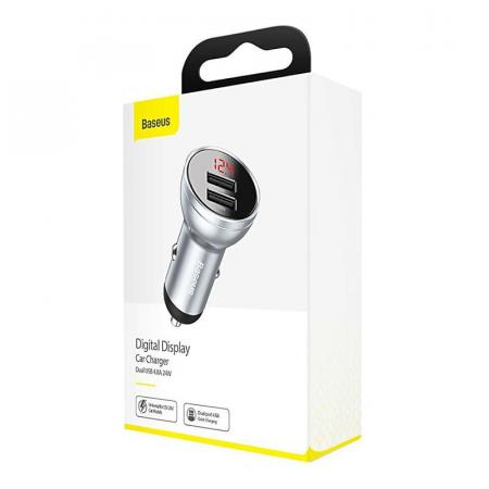 Автомобильное ЗУ 2xUSB Baseus Digital Display VCBXA-S (CCBX-0S) Серый