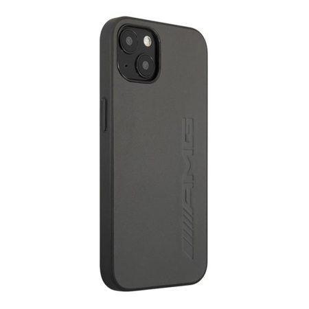 Чехол AMG для iPhone 13 Genuine leather Big logo Hard (AMHCP13MDOLGR) Черный
