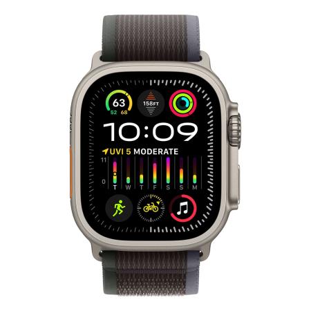 Apple Watch Ultra 2 (2023), 49 мм корпус из титана цвета «Natural», ремешок Trail Loop размера S/M цвета «Blue/Black»