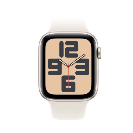 Apple Watch SE (2024), 44 мм корпус из алюминия цвета «Starlight», ремешок Sport Band размера M/L цвета «Starlight»