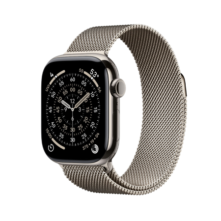 Apple Watch Series 11, 46 мм корпус из титана цвета «Natural», ремешок Milanese Loop цвета «Natural»