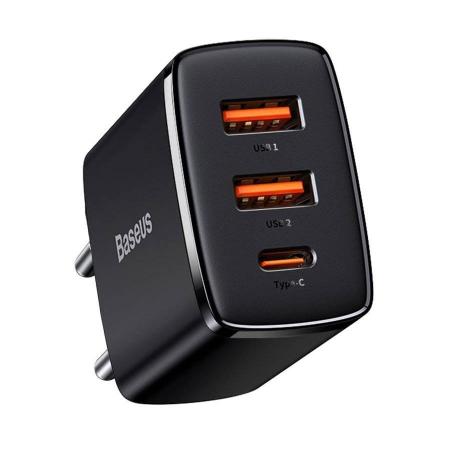 Зарядное устройство Baseus Compact max 2 USB-A + USB Type-C 30Вт CCXJ-E01 (CCCP30UE-A) Чёрный