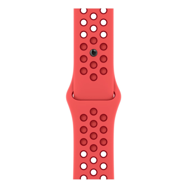 Apple Watch Nike SE (2022), 40 мм корпус из алюминия цвета «Starlight», ремешок Nike Sport Band размера M/L цвета «Bright Crimson/Gym Red»