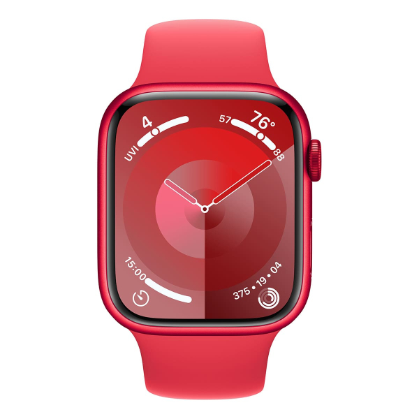 Apple Watch Series 9, 45 мм корпус из алюминия цвета (PRODUCT)RED™, ремешок Sport Band размера M/L цвета «Red»