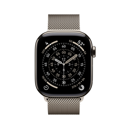 Apple Watch Series 11, 46 мм корпус из титана цвета «Natural», ремешок Milanese Loop цвета «Natural»