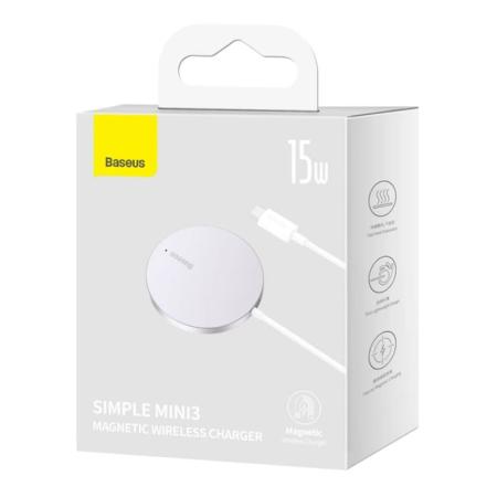 Беспроводное зарядное устройство Baseus Simple Mini3 Magnetic Wireless Charger 15W CCJJ040012 (BS-W529) White, белый