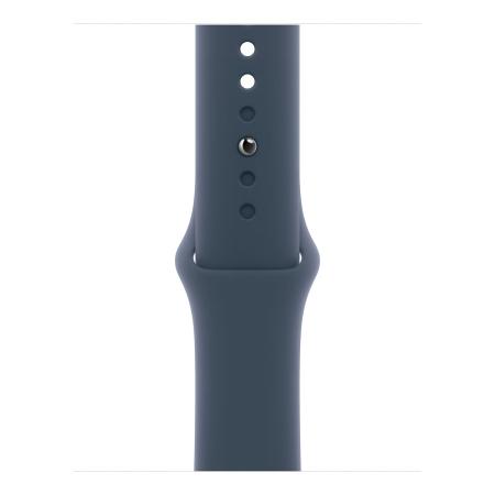 Apple Watch Series 9, 41 мм корпус из алюминия цвета «Silver», ремешок Sport Band размера S/M цвета «Storm Blue»