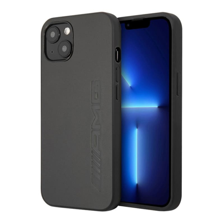 Чехол AMG для iPhone 13 Genuine leather Big logo Hard (AMHCP13MDOLGR) Черный