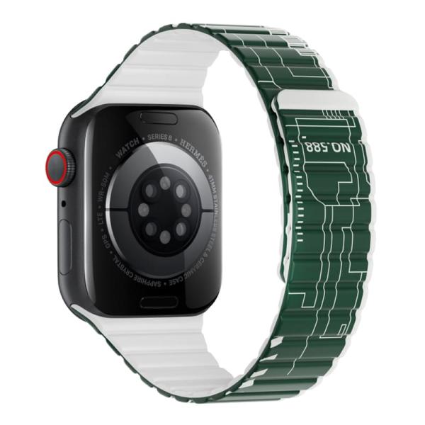 Магнитный силиконовый ремешок для часов iWatch на 42/44/45/49 мм WiWU Smart Magnetic Silicone (Wi-WB010) Green+Gray