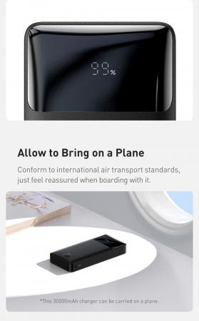 Внешний аккумулятор Baseus 30000mAh Bipow Digital Display PoВтer Bank 20Вт PPDML-N02 (PPBD30K) Белый